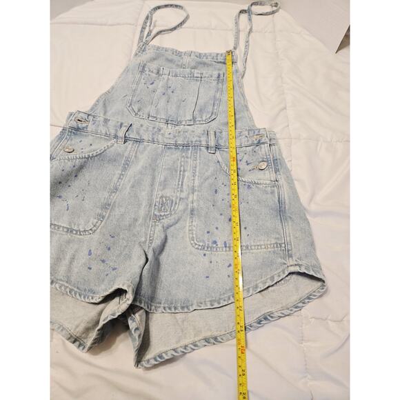 Free People We The Free Dye Denim Shortalls Sz S Ziggy Short Overalls Cotton - Picture 5 of 8